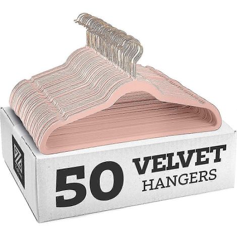 Rutschfeste Samtkleiderbügel – Anzugbügel (10er-Set) – Haken in Roségold – Rosa