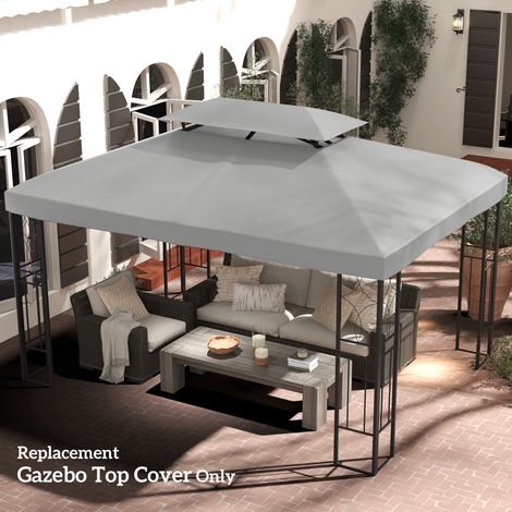 Telo di ricambio per gazebo/tenda 3 x 4 m, in poliestere ad alta densità 180 g/m², grigio chiaro
