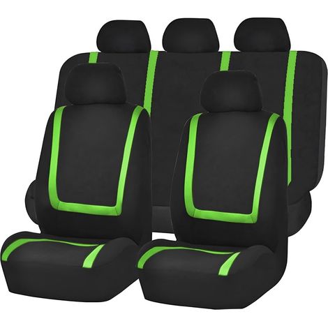 9 Pièces Set Complet Housses De Siège Voiture, Housses Siège Avant Et Arrière Voiture Universelles, Auto Couvre Sieges Accessoires Interieur, pour avec Presque Toutes Les Voitures(Vert) (1/5)