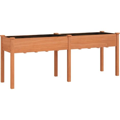 Macetero bancal elevado plantas flores terraza jardín con forro 203 x 53 x 76 cm madera maciza abeto marrón 020038129