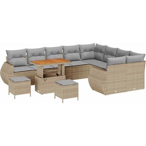 Maison Exclusive - Set Divano da Giardino 12 pcs Beige polyrattan
