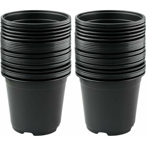 Lot de 50 Pots de Fleurs en Plastique Noir de 15 cm pour Plantes Succulentes, Légumes et Boutures