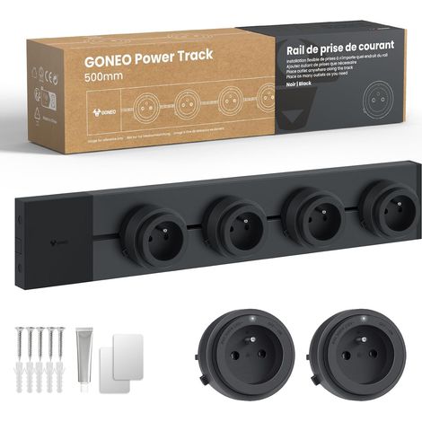 Multiprise Murale sur Rail 50cm, modulaire et Extra Plate, 4 adaptateurs Amovibles, Prise électrique Multiple en saillie, 2P+T, 16A 3680W, pour Cuisine, Salon, îlot Central et Bureau (1/5)