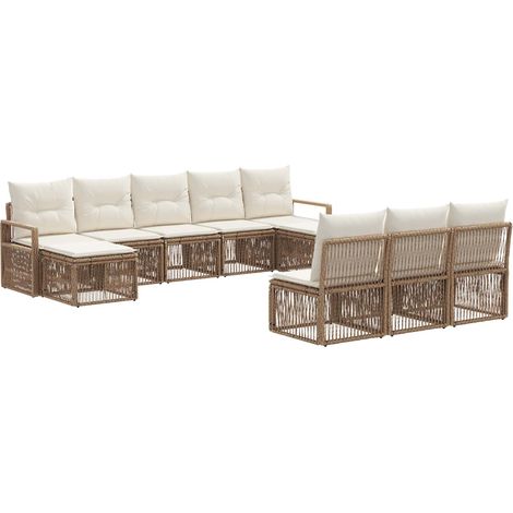 Gartensofa-set 10 pcs Beige Poly-Rattan vidaXL