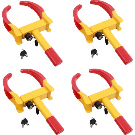 4er Set Radkralle Parkkralle mit Sicherheitsschloss, Reifenbreite 17-27,5 cm, mit je 2 Schlüsseln (1/5)