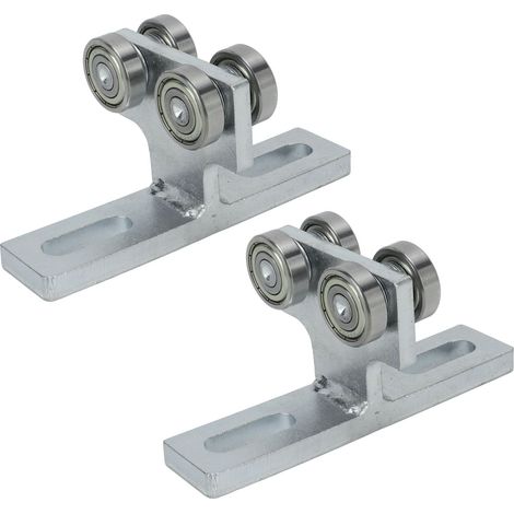 Lot de 2 roulettes de chariot en T soudées, à roulement stable, pour élévateur électrique sur rail. (1/5)