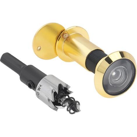 Spioncino in ottone, spioncino con angolo di 200 gradi e punta da trapano da 16 mm per porte di spessore compreso tra 35 e 60 mm (oro) (1/4)