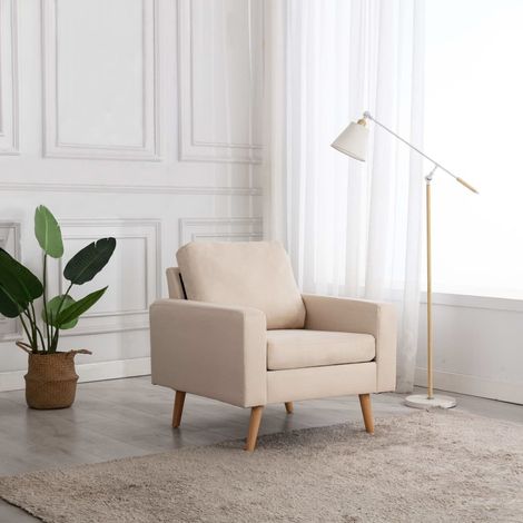 Vidaxl – Fauteuil relax crème en tissu – Pieds en acier galvanisé – Design ergonomique – Confort optimal jusqu'à 110 kg (1/5)