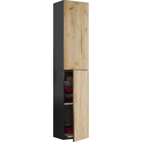Ebuy24 – Armoire murale de salle de bain 150x33x22 cm – Corps en mélamine insensible – 2 portes avec fonction push-to-open – 2 étagères (1/2)