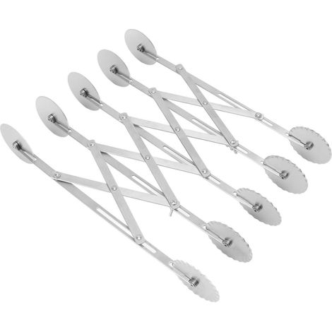 Coupe-pizza à 5 roues en acier inoxydable, rouleau à pâtisserie rétractable, accessoire de cuisine pour la pâte à gâteau. (1/5)
