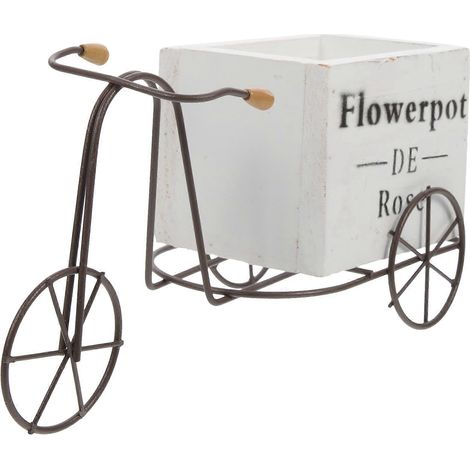 Boîte à fleurs décorative exquise en bois durable (blanche, petite taille, style aléatoire) (1/5)