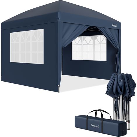 Zelsius Faltbarer Pavillon 3x3 m mit Seitenwänden, Blau, Faltpavillon UV30, Gartenzelt faltbar (1/5)