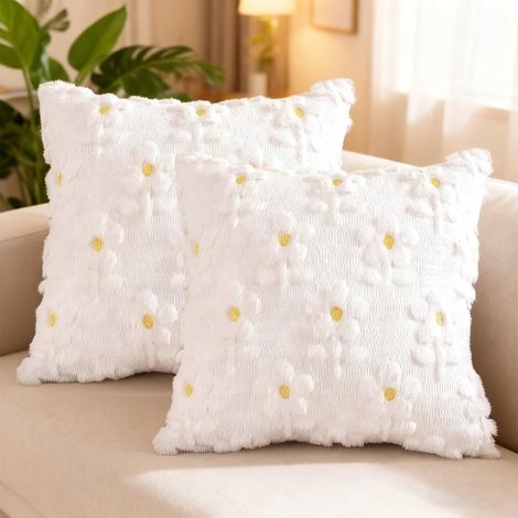 Lot de 2 housses de coussin décoratives en velours côtelé 45 x 45 cm Pour salon, canapé, fauteuil, chambre à coucher (1/5)