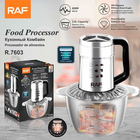 Robot culinaire domestique en acier inoxydable aux normes européennes - Robot culinaire à deux vitesses - Hachoir à viande électrique - Hachoir à légumes et à viande - 3 L (1/5)