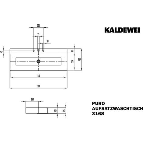 KALDEWEI 907007263001 Lavabo à poser PURO Mod.3168, 1200