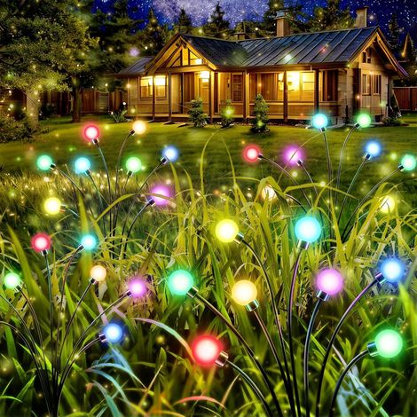 Lot De 4 Lampes Solaires Exterieur, Led Lumières Solaires Lucioles, Lumières Solaires De Jardin, Etanches Lumières Solaires D'extérieur, Lumière Solaire Décoratives, Lampe De Jardin Firefly À Énergie 
