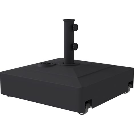 Pied de parasol Carrée, socle parasol extérieur Remplissable jusqu'à 61 kg Sable ou 40 kg Eau, 54,5 x 54,5 x 40 cm, noir (1/5)