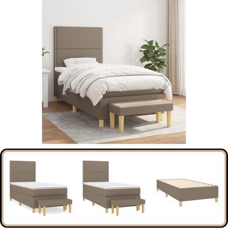 Boxspringbett mit Matratze Taupe 90x200 cm Stoff - Boxspringbett - Doppelbett - Bettenrahmen - Lattenrost - Matratze