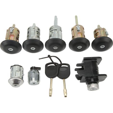 KIMISS Cylindre de Serrure de Porte, 4425134 Jeu de Clés de Cylindre de Serrure de Voiture avec Remplacement de Serrures de Carburant pour Capot de Porte D'allumage pour Transit Connect 2002‑2007. (1/5)