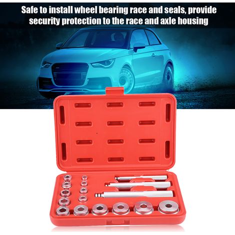 Jeu de 17 douilles de montage roulements et joints en aluminium, outillage automobile pour garage, étui rouge, chasse-bagues et cache-poussière. (1/5)