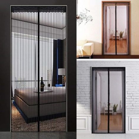 Moustiquaire Porte Magnétique - Bande adhésives - Noir - 120x220cm