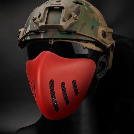 Visière de protection faciale en TPU pour tactiques d'extérieur, équipement de protection pour le tir sur le terrain, la chasse et les jeux de simulation CS (rouge) (1/5)