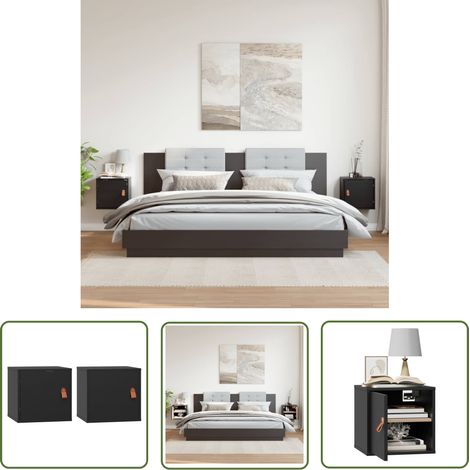 vidaXL Wandschränke 2 Stk. Schwarz 31,5x30x30 cm Massivholz Kiefer (1/5)