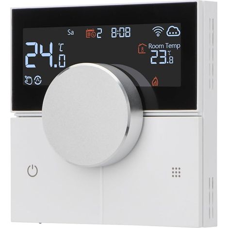 WG12 Smart Thermostat for Electric Underfloor Heater, WiFi Rotary Knob Design, Compatible with 60mm Recessed Box, 16A with External Floor Sensor, Application and Control (1/5)