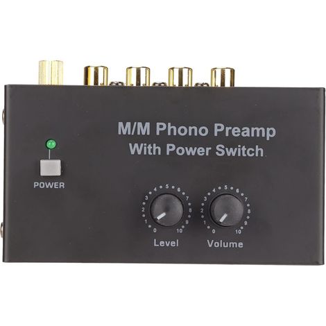Préampli Phono, MM Platine Vinyle Mini Audio Stéréo HiFi Phonographe Record Player Préamplificateur avec Interrupteur d'alimentation, avec Adaptateur DC 12V (1/5)