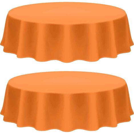 Wachstuchtischdecke – Rund, 213 cm – Für drinnen und draußen – Geschnittene Kante – Orange (1/5)