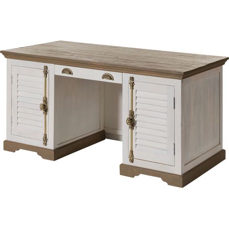 Schreibtisch Mango 160x80x76 weiß lackiert TOULOUSE 120Massivmoebel24 GmbH