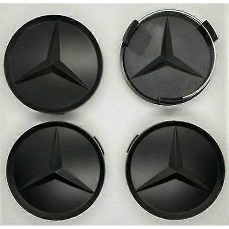 Enjoliveurs de roue Mercedes en alliage noir mat, 75 mm, lot de 4 pièces
