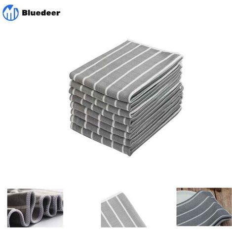 Lot de 5 torchons de cuisine en bambou et microfibre, super doux, absorbants, 40 x 50 cm, gris (1/5)