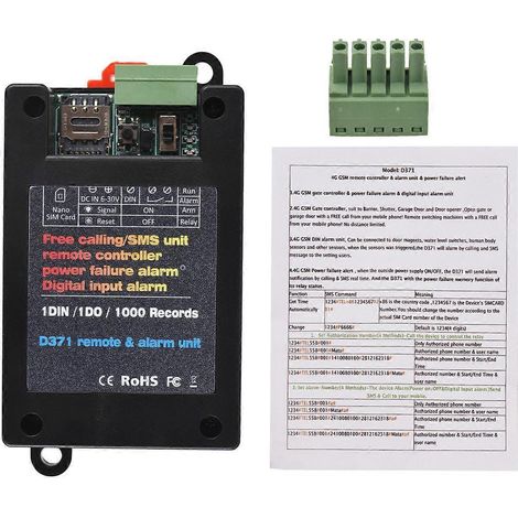 GSM-Toröffner-Relaisschalter, 2G-Fernbedienung, Telefonanruf, SMS, Stromausfallalarm, Schaltereingangsalarm
