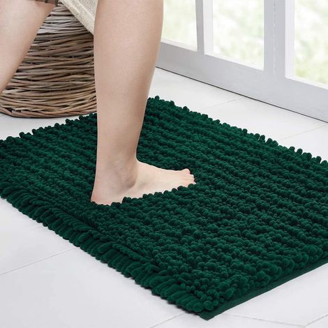 Tapis De Bain Non Glissant - Chenille À Rayures - 43 X 60 Cm - Violet Foncé - 1 Pièce (1/5)