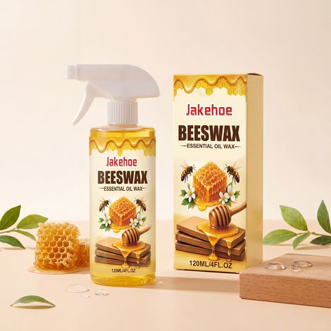 Bienenwachs-Holzpolierspray: Macht Holz glänzend und hinterlässt keine Wasserflecken geeignet für die tägliche Pflege von Möbeln und Böden. – Bienenwachs-Holzpolierspray: 120 ml, Schwamm, Tuch -- DE (1/5)