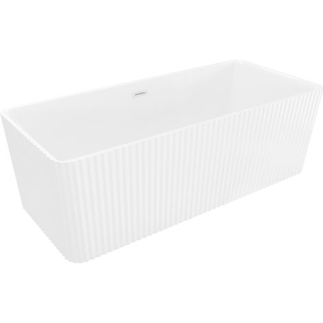 Mexen Nila bañera independiente acanalada 170 x 75 cm, blanca, rebosadero blanco - 52841708000-20 (1/5)