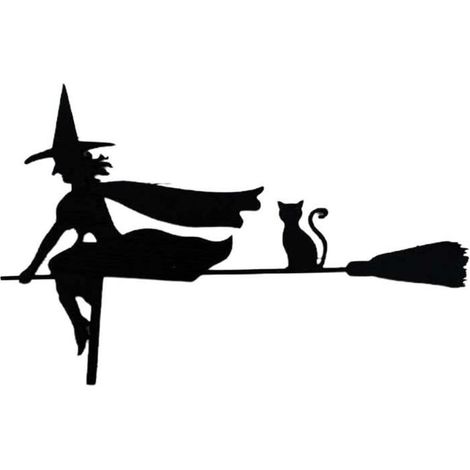 Signe de Coin de Porte d'halloween Figurine de sorcière à Cheval sur Un Balai Magique, Accessoires de Cadeau sur Le thème (1/4)