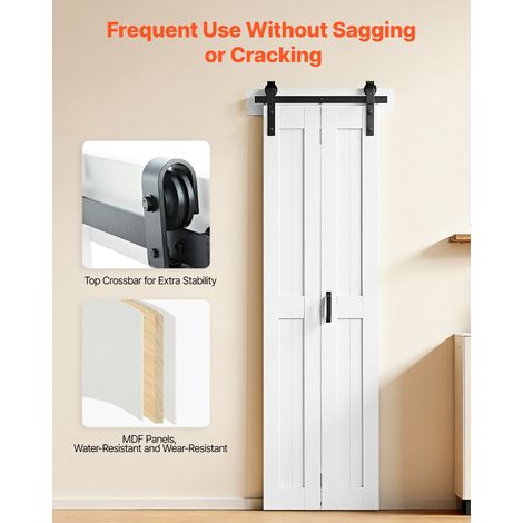 Porte Coulissante Intérieure 60,9x213,4 cm, Porte de Grange Pliante en MDF Quincaillerie Incluse, pour Séparation de Pièce Chambre… (1/5)