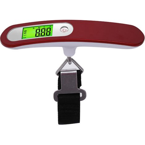 1 pèse-bagages numérique à suspendre, écran LCD rétroéclairé, fonction tare, capacité 50 kg, pour voyages et usage domestique (1/5)