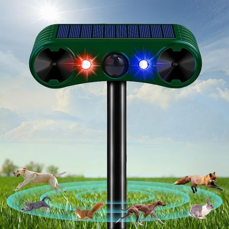 Répulsif Chat Ultrason, 2 Modes Repulsif Chat Solaire Répulsif Animaux, IP54 Étanche Repulsif Chat Exterieur avec Lumière LED et Détecteur et Flash pour Chats Chiens Souris Ratons Animaux de Jardin (1/5)