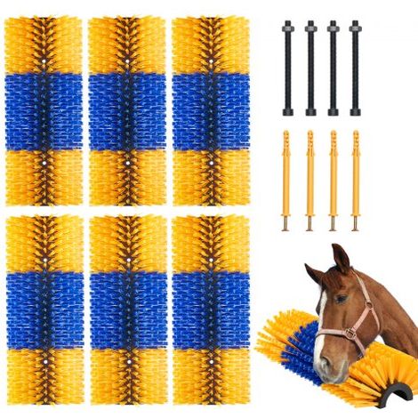 6 Piezas Cepillos Rascador Grande para Ganado de 51 x 19 x 10 cm con 12 Tornillos, Rascado Cepillo para Aliviar la Picazón de la Espalda y Mantener la Limpieza para Caballos, Cerdos, Vacas (1/5)