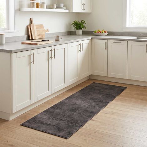 Tapis de Cuisine béton noir 150 x 45 cm 100% Polyamide Lavable (1/4)