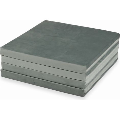 Alfombra de juego infantil 120x120cm, cuadrada, plegable, color gris terciopelo (1/4)
