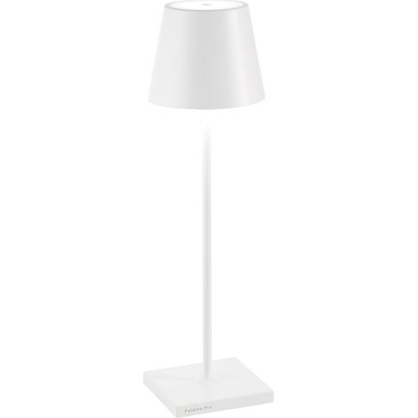 Zafferano Lampada a led da tavolo Poldina Pro Bianca ricaricabile e dimmerabile con batteria fino a 12 ore. Da uso esterno IP65