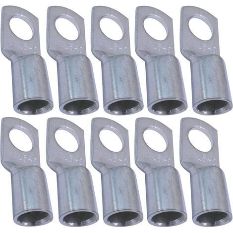 Packung mit 10 Rohrösen-Crimpklemmen – Öse – Ø 8 mm – unisoliert – für 25 mm² Leiterquerschnitt – Kabelverbinder – Klemmung – silberfarben NPTERBL