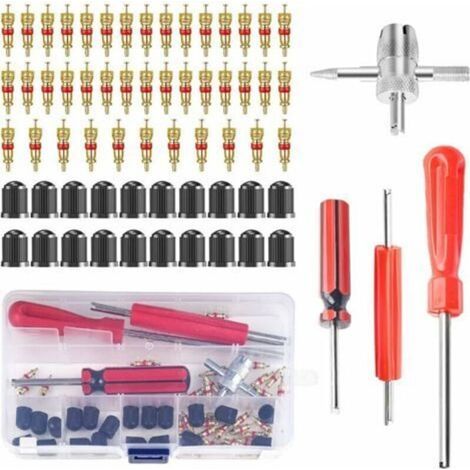 64 Pièces Outils pour Valves de Pneus, Démonte Valve Pneu, Démonte Obus de Valve des Pneus, Demonte Obus Valve Voiture, Outil de Réparation de Valve de Pneu, pour Vélo Moto Voiture Camion de Pneu