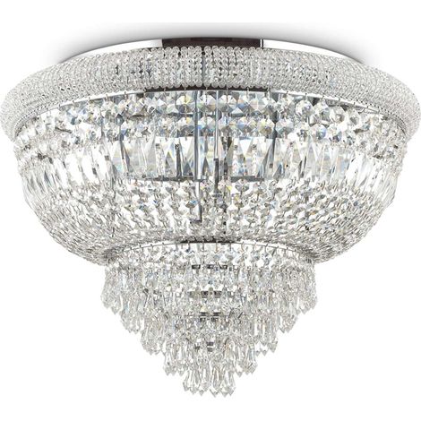 Plafoniera Classica Dubai Metallo-Cristallo Cromo 24 Luci E14 (1/2)