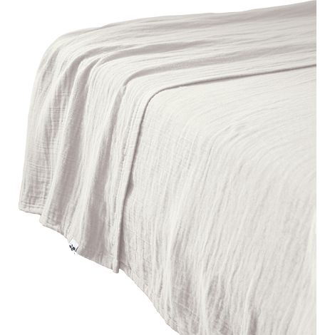 Drap plat 240x300 Gaze de coton unie GAIA coloris Blanc Chantilly
