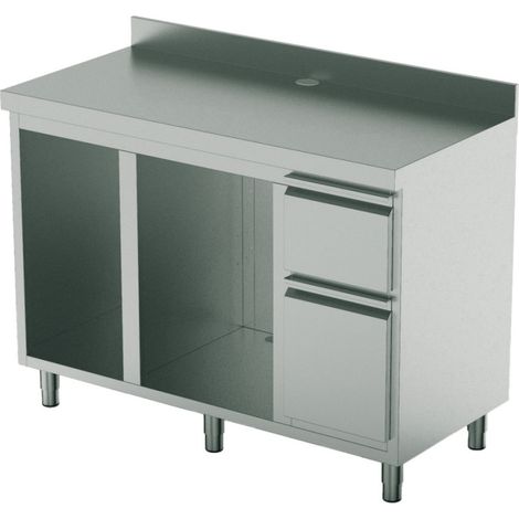 Meuble inox Pour Machine à Café 1500 mm Avec Élément Pour Lave-Vaisselle Et Producteur Glaçons - Mastro